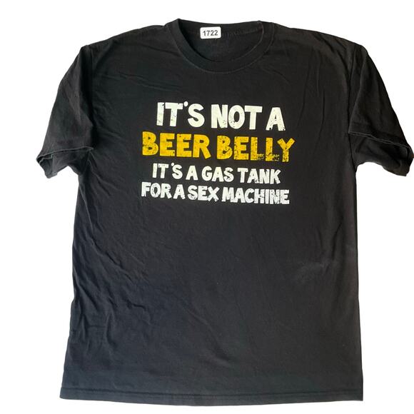 Men’s Short Sleeve T-shirt size L, Black, It’s Not A Beer Belly It’s A Gas Tank - Picture 1 of 7